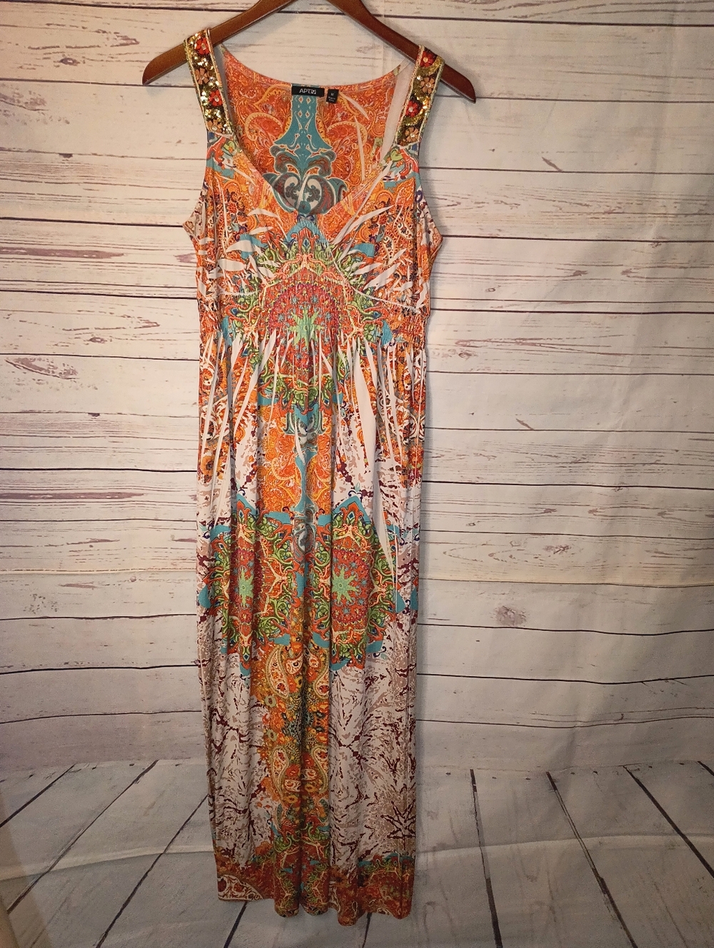 Apt 9 Bohemian Sequined Floral Embroidered Maxi Dress